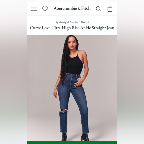 Abercrombie & Fitch Curve Love Ankle Straight Ultra High Rise jeans size 35 - Picture 2 of 9